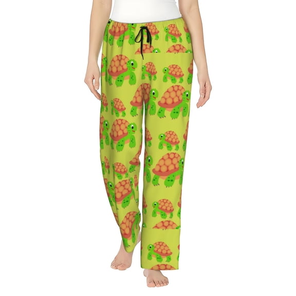 Gukieu Cartoon Turtles 1 Print Women's Home Trousers, with Pockets and Drawstring Pajamas, Home Pajamas, Sleepwear-X-Large