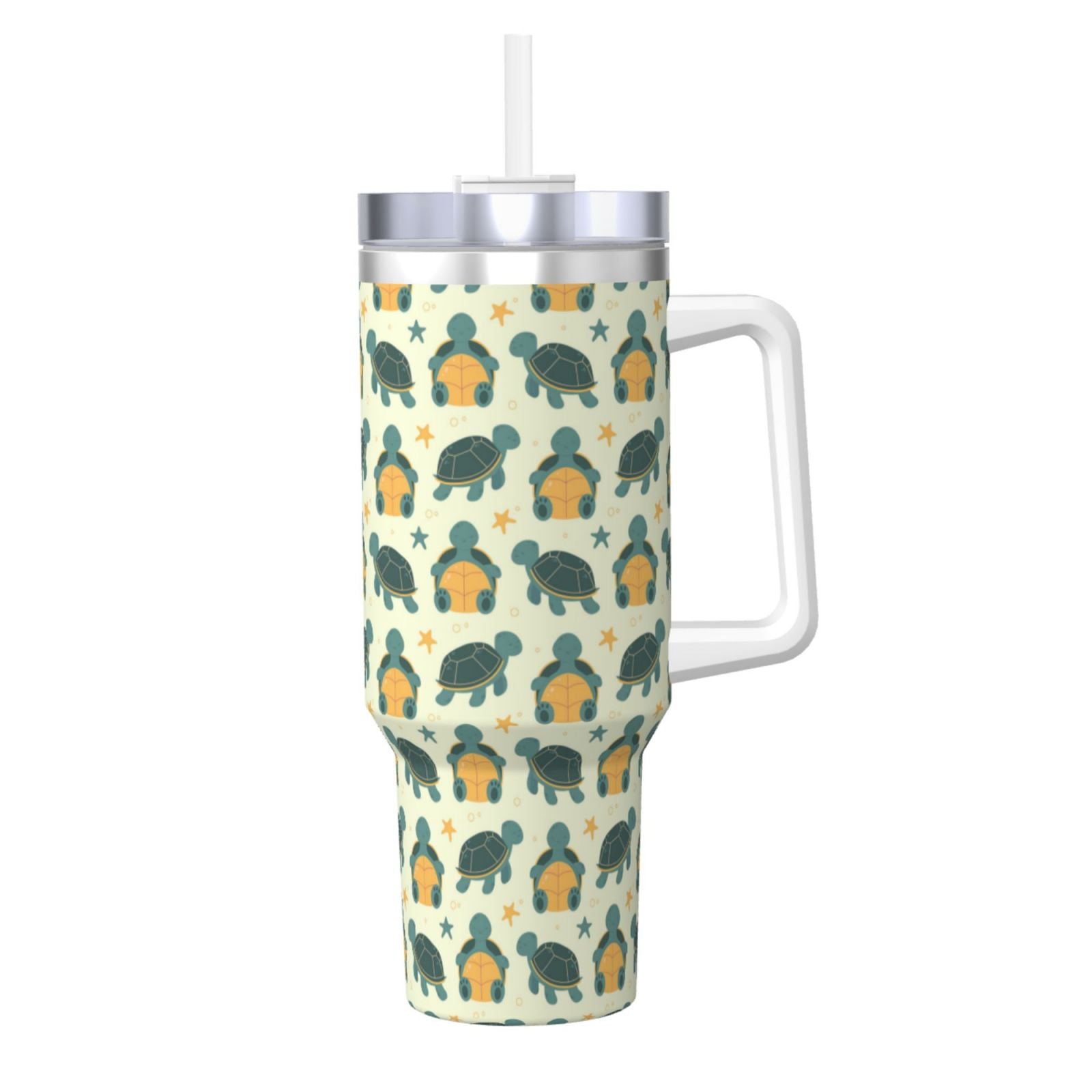 Turtle Shell Kettle Gukieu Cartoon Turtles Print 40OZ Ice Cup, Stainless Steel Vacuum ...