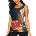 thumbnail image 1 of Gukieu Casino Poker Chips Print Women's Quick-drying Fitness Vest, Round Neck Sleeveless Fitness T-shirt, Suitable for Yoga, Sports-Large, 1 of 7