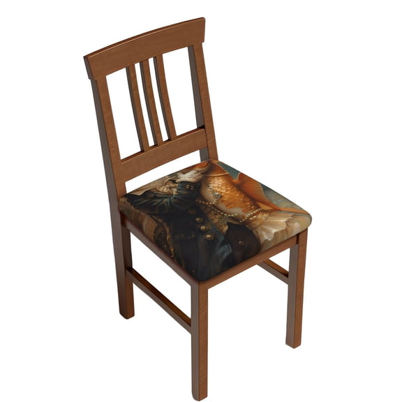 Gukieu Cat Fish Dance Vintage Print Square Cushion Cover, Elastic Strap Chair Protector, Suitable for Family Restaurant, Hotel Banquet Decorations-Two Pieces