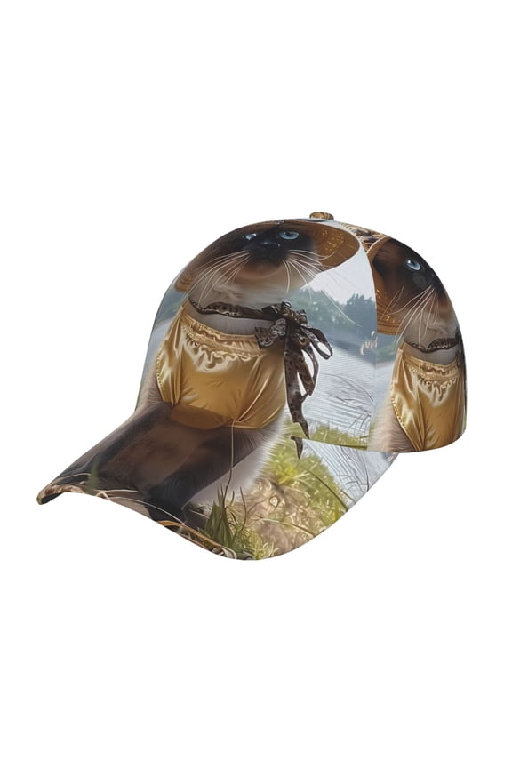 Cat In Sun Hat Prin Baseball Cap, Adjustable Sweat-wicking Daily,Travel, Sports Cap, Unisex