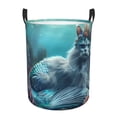 thumbnail image 1 of Gukieu Cat Underwater Fantasy Print Round Dirty Clothes Bag, Waterproof Standing Home Bathroom Storage Basket Car Trunk Storage Bag-Small, 1 of 6