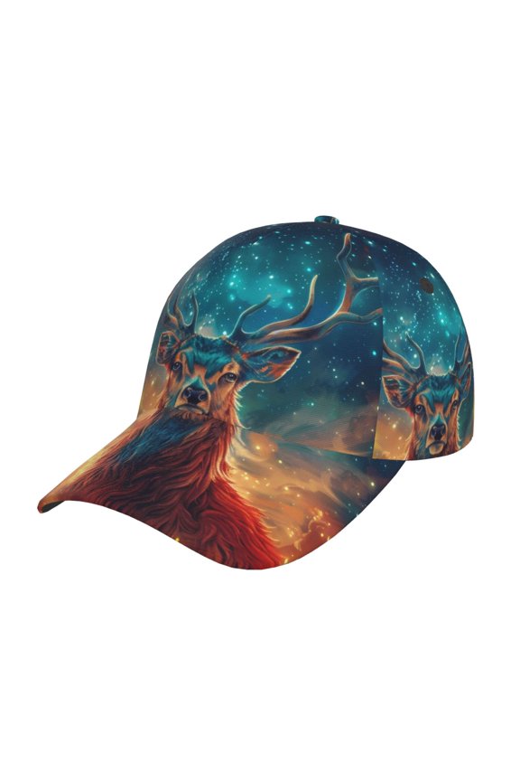 Celestial Stag Cosmic Glow Prin Baseball Cap, Adjustable Sweat-wicking Daily,Travel, Sports Cap, Unisex