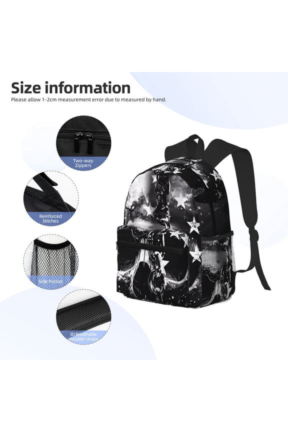 Chained Skull Artwork Print Backpack, Waterproof Backpack with Adjustable Shoulder Straps, Suitable for Campus, Business, Travel, Unisex