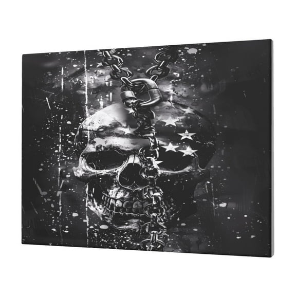Gukieu Chained Skull Artwork Print Horizontal Canvas Decorative Painting 12x16 Inch Shrinkage Resistant Frame Hanging Home Wall Art Decor