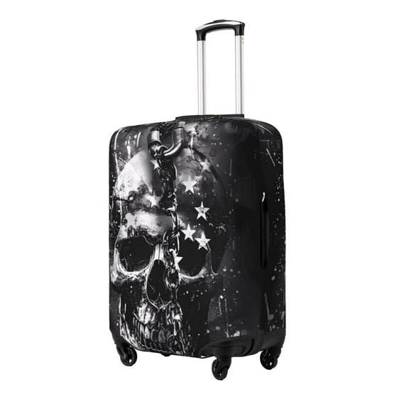 Gukieu Chained Skull Artwork Print Suitcase Protective Cover, Elastic Zipper Buckle Suitcase Protective Cover, Suitable for Travel, Business Trip-Medium