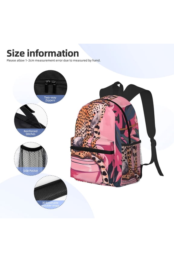 Cheetah On Toilet Humor Art Print Backpack, Waterproof Backpack with Adjustable Shoulder Straps, Suitable for Campus, Business, Travel, Unisex
