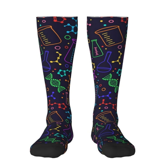 Gukieu Chemistry Science Print Contrast Color Stockings, Elastic Sports Socks Warm Socks Clothing Accessories, Adult Unisex
