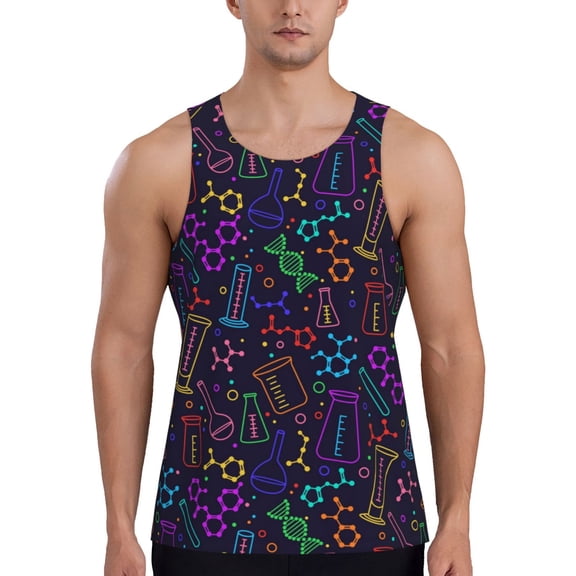 Gukieu Chemistry Science Print Men's Quick Dry Fitness Vest, Round Neck Sleeveless Fitness Bodybuilding Top-4X-Large