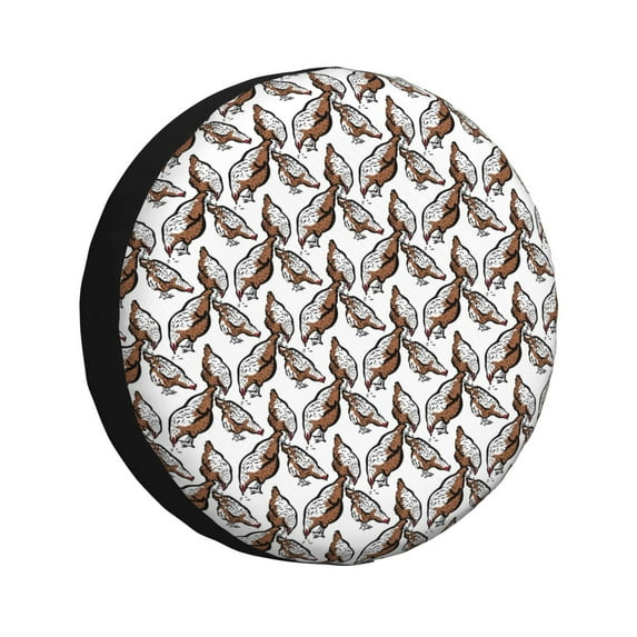 Gukieu Chickens Peck Grain Print Car Tire Cover, Adjustable Waterproof and Dustproof Tire Protection Cover, Suitable for SUV, Truck, Van-16 inch
