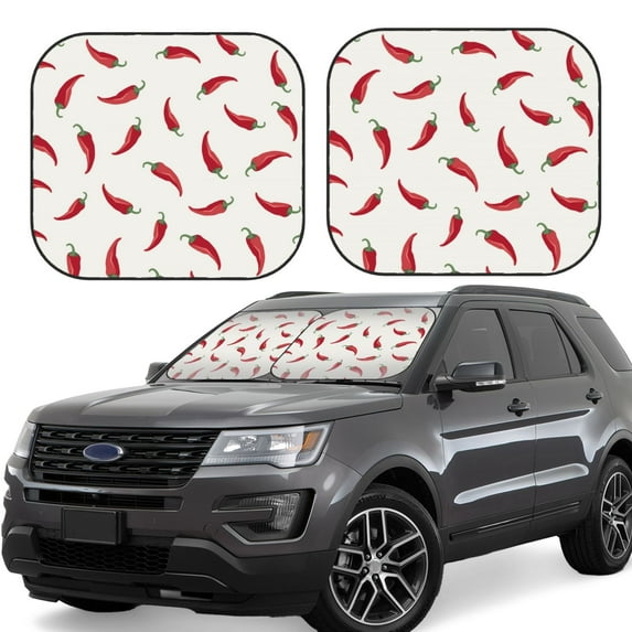 Gukieu Chili Print Car Windshield Sun Visor, Foldable Anti-UV Car Sun Visor Suitable for Vans, Trucks Car Accessories-Large