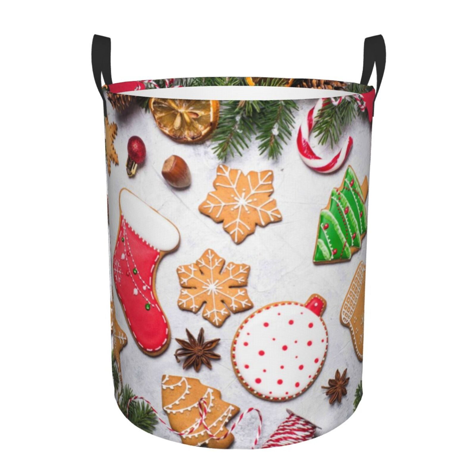 Gukieu Christmas Gingerbread Cookies Print Round Dirty Clothes Bag ...
