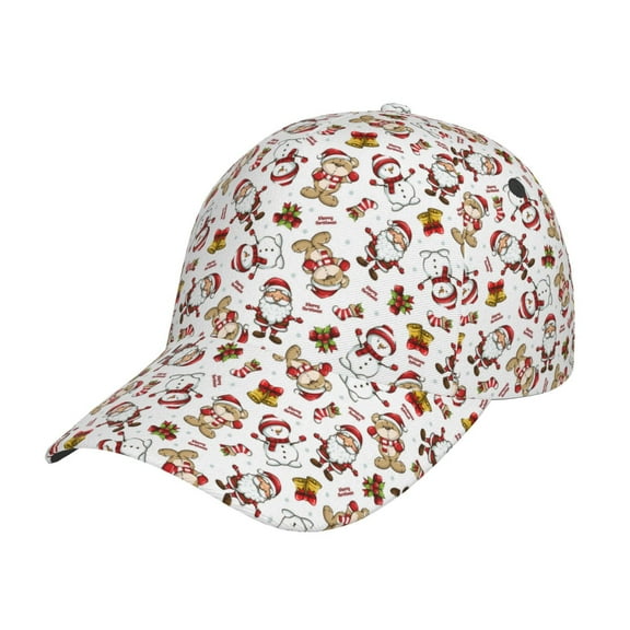 Gukieu Christmas Santa Cartoon Snowman Prin Baseball Cap, Adjustable Sweat-wicking Daily,Travel, Sports Cap, Unisex