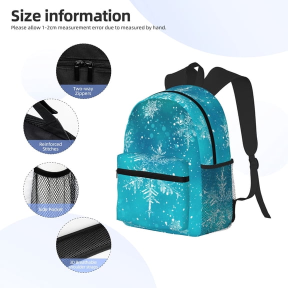 Gukieu Christmas Snow Print Backpack, Waterproof Backpack with Adjustable Shoulder Straps, Suitable for Campus, Business, Travel, Unisex