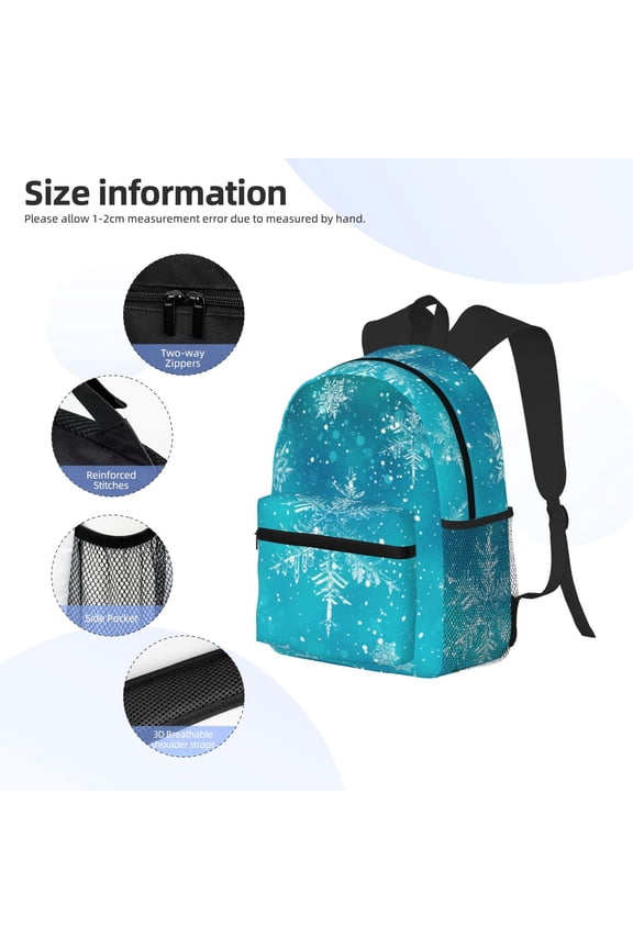 Christmas Snow Print Backpack, Waterproof Backpack with Adjustable Shoulder Straps, Suitable for Campus, Business, Travel, Unisex