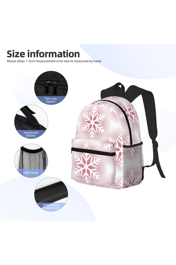 Christmas Snowflakes Print Backpack, Waterproof Backpack with Adjustable Shoulder Straps, Suitable for Campus, Business, Travel, Unisex