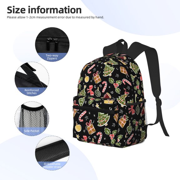 Gukieu Christmas Tree Decoration Print Backpack, Waterproof Backpack with Adjustable Shoulder Straps, Suitable for Campus, Business, Travel, Unisex