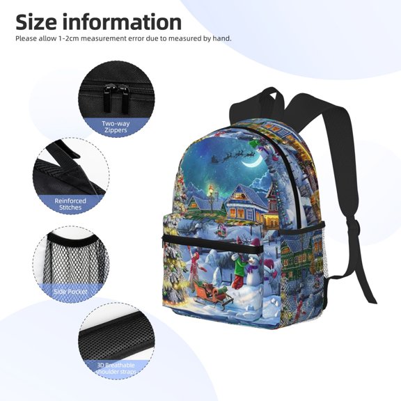 Gukieu Christmas Tree Print Backpack, Waterproof Backpack with Adjustable Shoulder Straps, Suitable for Campus, Business, Travel, Unisex