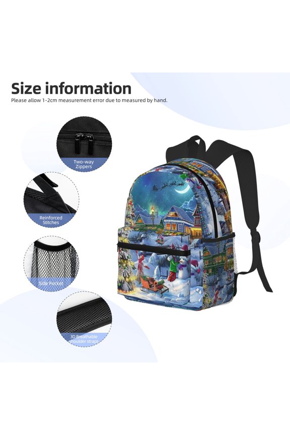 Christmas Tree Print Backpack, Waterproof Backpack with Adjustable Shoulder Straps, Suitable for Campus, Business, Travel, Unisex