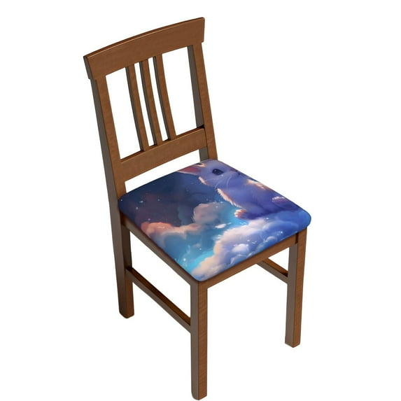 Gukieu Cloud Cute Rabbit Print Square Cushion Cover, Elastic Strap Chair Protector, Suitable for Family Restaurant, Hotel Banquet Decorations-Six Piece