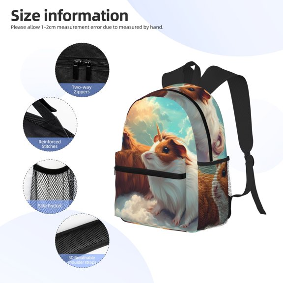Gukieu Cloud Guinea Pig Print Backpack, Waterproof Backpack with Adjustable Shoulder Straps, Suitable for Campus, Business, Travel, Unisex