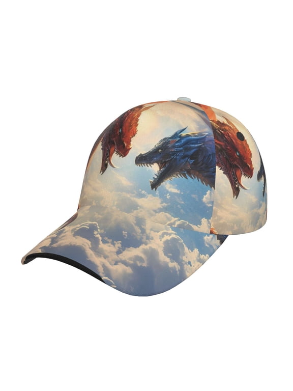 Cloud Red And Blue Dragon Prin Baseball Cap, Adjustable Sweat-wicking Daily,Travel, Sports Cap, Unisex