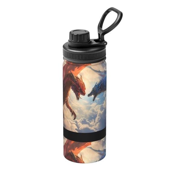 Gukieu Cloud Red And Blue Dragon Print 18OZ Portable Sports Water Bottle, Stainless Steel Insulated Water Cup for Men and Women, Suitable for Gym, Travel, Camping