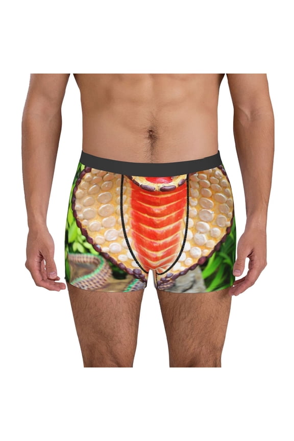 Cobra Snake Print Men's Boxer Briefs, High Elastic Moisture Wicking Boxer Briefs Underwear-XX-Large