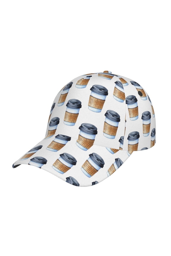 Coffee To Go Pattern Prin Baseball Cap, Adjustable Sweat-wicking Daily,Travel, Sports Cap, Unisex