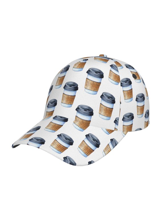 Coffee To Go Pattern Prin Baseball Cap, Adjustable Sweat-wicking Daily,Travel, Sports Cap, Unisex