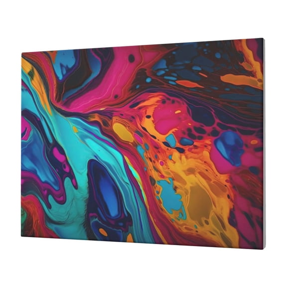 Gukieu Colorful Abstract Swirls Print Horizontal Canvas Decorative Painting 12x16 Inch Shrinkage Resistant Frame Hanging Home Wall Art Decor