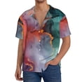 thumbnail image 1 of Gukieu Colorful Abstract Waves Print Men's Short-sleeved Shirts, Button-down Pocket Shirts, T-shirts, Beach Vacation Travel Summer Clothing-Medium, 1 of 5