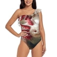 thumbnail image 1 of Gukieu Colorful Axolotl Underwater Print One-shoulder Ruffled One-piece Swimsuit with Removable Chest Pads and Tummy-control Swimsuit for Women-Large, 1 of 6