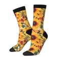 thumbnail image 1 of Gukieu Colorful Bohemian Sunflower Print Contrast Color Mid-calf Socks, Sweat-wicking Athletic Socks, Unisex Clothing Accessories, 1 of 6