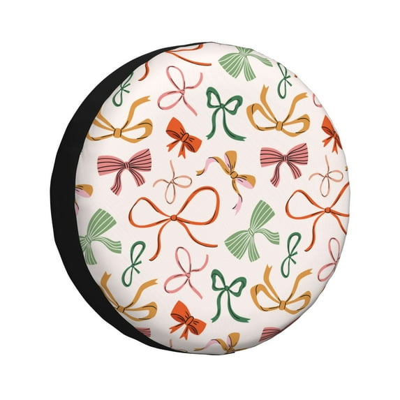 Gukieu Colorful Bow Knots Print Car Tire Cover, Adjustable Waterproof and Dustproof Tire Protection Cover, Suitable for SUV, Truck, Van-14 inch