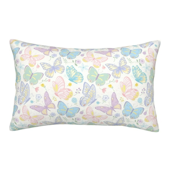 Gukieu Colorful Butterfly Print Plush Pillow Cover, Hidden Zipper Pillow Protector without Pillow Core, Suitable for Bedroom, Office, Car Decoration-16"x24"