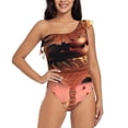 thumbnail image 1 of Gukieu Colorful Cake Ice Cream Print One-shoulder Ruffled One-piece Swimsuit with Removable Chest Pads and Tummy-control Swimsuit for Women-Large, 1 of 6