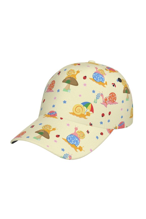 Colorful Cartoon Snail Prin Baseball Cap, Adjustable Sweat-wicking Daily,Travel, Sports Cap, Unisex