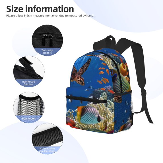 Gukieu Colorful Coral Reef Print Backpack, Waterproof Backpack with Adjustable Shoulder Straps, Suitable for Campus, Business, Travel, Unisex