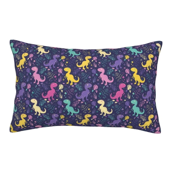Gukieu Colorful Dinosaur Print Plush Pillow Cover, Hidden Zipper Pillow Protector without Pillow Core, Suitable for Bedroom, Office, Car Decoration-14"x20"