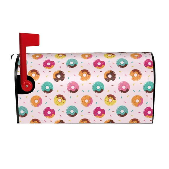 Gukieu Colorful Donuts Print Magnetic Mailbox Cover, Sun-proof and Waterproof Home Yard Mailbox Cover-21x18 in
