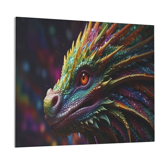 Gukieu Colorful Dragon Head Profile Print Canvas Decorative Hanging Painting, Waterproof Art Wall Decoration with Frame, Suitable for Living Room, Bedroom