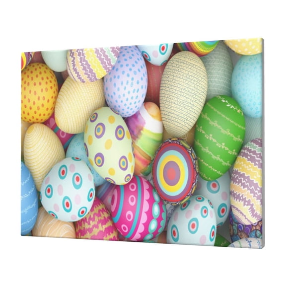 Gukieu Colorful Easter Eggs Print Horizontal Canvas Decorative Painting 12x16 Inch Shrinkage Resistant Frame Hanging Home Wall Art Decor