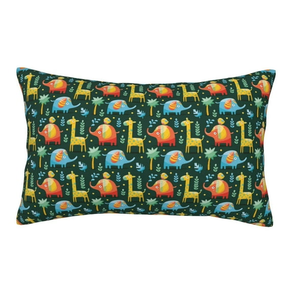 Gukieu Colorful Elephants Print Plush Pillow Cover, Hidden Zipper Pillow Protector without Pillow Core, Suitable for Bedroom, Office, Car Decoration-14"x20"
