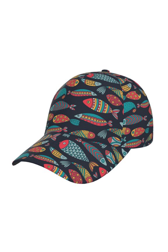 Colorful Fish Prin Baseball Cap, Adjustable Sweat-wicking Daily,Travel, Sports Cap, Unisex