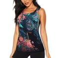 thumbnail image 1 of Gukieu Colorful Floral Patterned Horse Print Women's Quick-drying Fitness Vest, Round Neck Sleeveless Fitness T-shirt, Suitable for Yoga, Sports-Large, 1 of 7