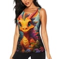 thumbnail image 1 of Gukieu Colorful Flower Chameleon Print Women's Quick-drying Fitness Vest, Round Neck Sleeveless Fitness T-shirt, Suitable for Yoga, Sports-Large, 1 of 7