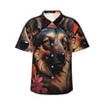 thumbnail image 1 of Gukieu Colorful Flower German Shepherd Print Men's Short-sleeved Shirts, Button-down Lapel Hawaiian Shirts, T-shirts, Beach Vacation Summer Casual Wear,XX-Large, 1 of 7
