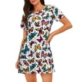 thumbnail image 1 of Gukieu Colorful Flying Butterflies Print Women's Nightgown, A-line Round Neck Short-sleeved Nightgown Pajamas Home Wear Suitable for Home and Outing, 1 of 6