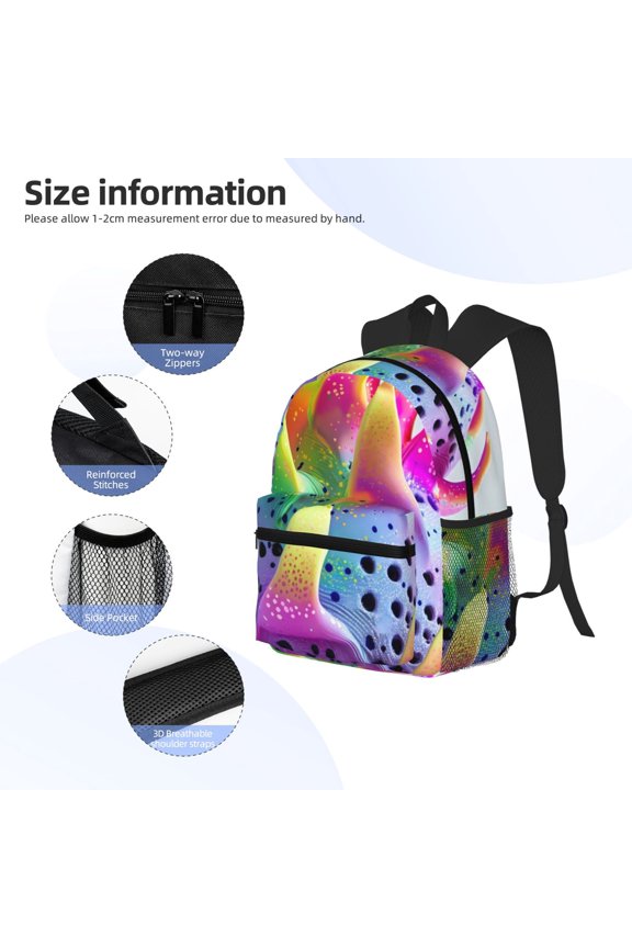 Colorful Glitter Dagon Fruit Print Backpack, Waterproof Backpack with Adjustable Shoulder Straps, Suitable for Campus, Business, Travel, Unisex